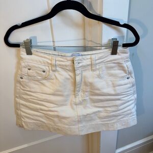 Stylish Cream/ white Mini denim skort